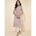 thumbnail image 3 of Janasya Women's Sage Green Cotton Paisley Printed Straight Dress, 3 of 8