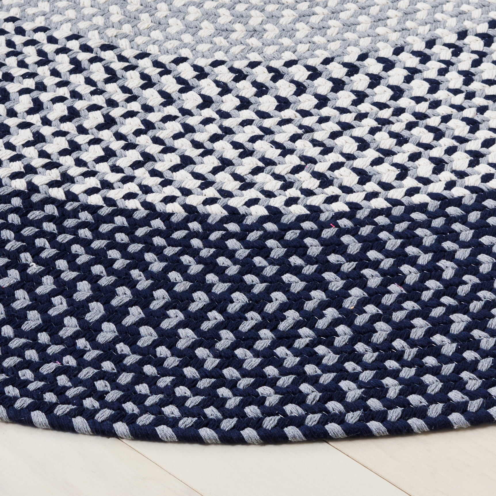 SAFAVIEH Braided Sherwood Bordered Reversible Area Rug, Gray/Blue, 5' x 5' Round