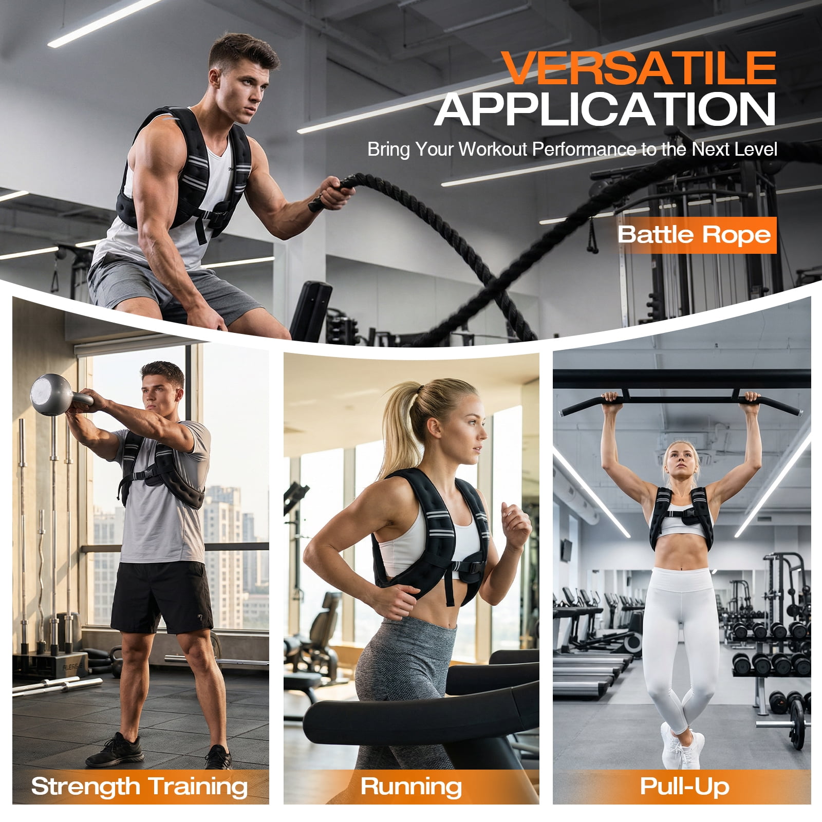 12lb Weighted Vest for Men Women, Training Weighted Vests with Adjustable Straps, Reflective Detailing & Phone Armband for Running, Workout, Home Gym, Muscle Building, Strength Training & Weight Loss