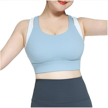 

Hfyihgf On Clearance High Impact Seamless Sports Bra for Women Plus Size Yoga Bra Crop Tops Workout Fitness Activewear Racerback Padded T Shirt Bras(Blue XL)