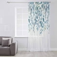 thumbnail image 3 of Blue Eucalyptus Leaves Semi Sheer Curtains Drapes for Living Room, Bedroom, French Doors Window 96 Inches Long, Watercolor Botanical Weeping Rod Pocket Chiffon Curtain Drapery Voile Draperies Panel, 3 of 6