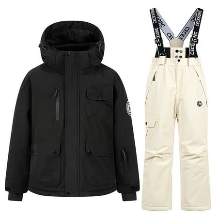 Riecok Toddler Boy Girl Snowsuit Waterproof Jackets and Snow Bib Pants Winter Outdoor Snowboarding Ski Clothing