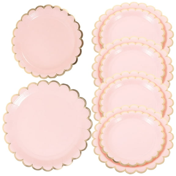 WEUVEB Paper Festival Plates 16 Count with Wave Edge, Disposable Dessert Plates for Parties and Events