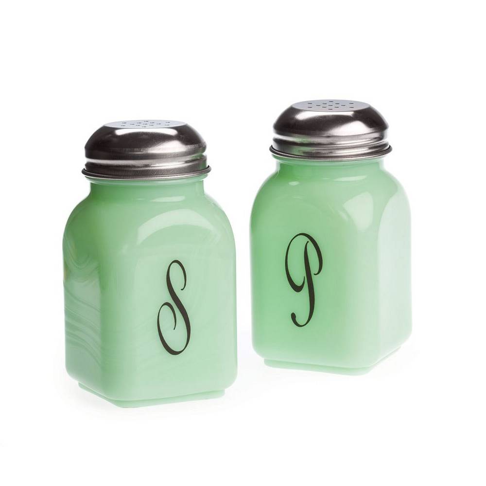 Jadeite Monogram Salt & Pepper Shaker Set