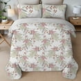 thumbnail image 4 of Davulos 3 Pieces Quilt Set Full/Queen Size,Pink Floral Reversible Bedspread Coverlet Set Soft Microfiber Lightweight Bed Cover for All Season, 4 of 8