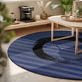 thumbnail image 3 of Round Area Rugs 7Ft, Navy Blue Striped Non-Slip Washable Circle Rugs Carpet, Black Geometric Vintage Stripes Ombre Indoor Outdoor Rug Floor Mats Throw Runner for Bedroom Living Room Bathroom, 3 of 8
