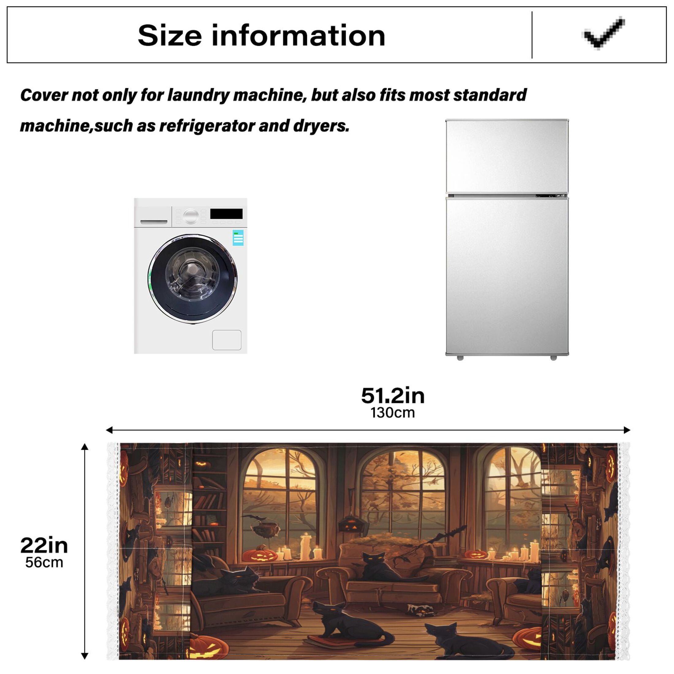 Halloween CatWasher and Dryer Covers Dust-Proof and Oil Resistant Fridge Cover with 4 Storage Pockets Washing Machine Top Cover for Laundry Kitchen Home 51.2 x 22 In