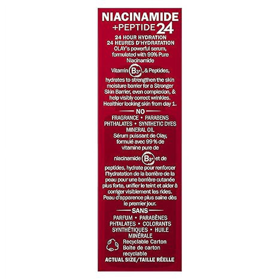 Olay Niacinamide + Peptide 24 Anti-Wrinkle Serum, Fragrance-Free, 1.3oz FL