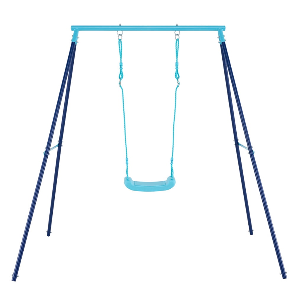 Yardi Yarda Outdoor Heavy Duty Metal Toddler Swing Set with Stand, Blue