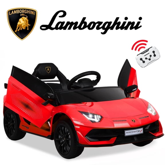 12V Powered Ride on Car Toy with Remote Control for Kids Girls Boys, Lamborghini Xago Electric Vehicles Car w/Bluetooth, Sport Car for 3-6 Years Old, Four Wheel Shock Absorption (Red)