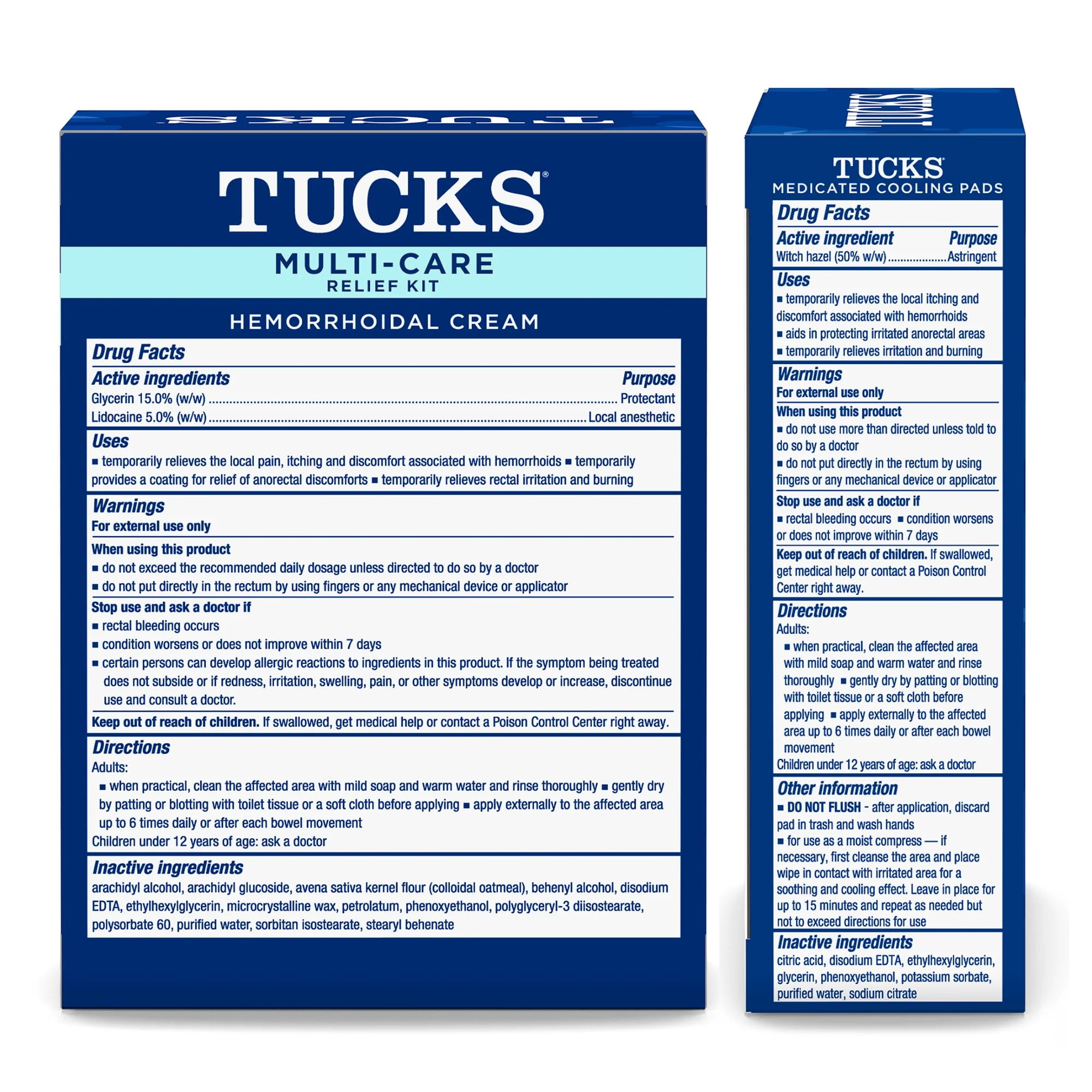 TUCKS Hemorrhoid Relief Kit with Lidocaine Cream and Witch Hazel Pads, 40 Count