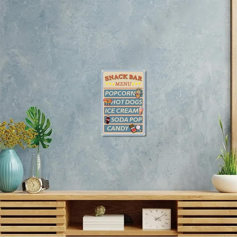 Snack Bar Menu Metal Tin Signcorn Hot Dogs Ice Cream Soda Candy