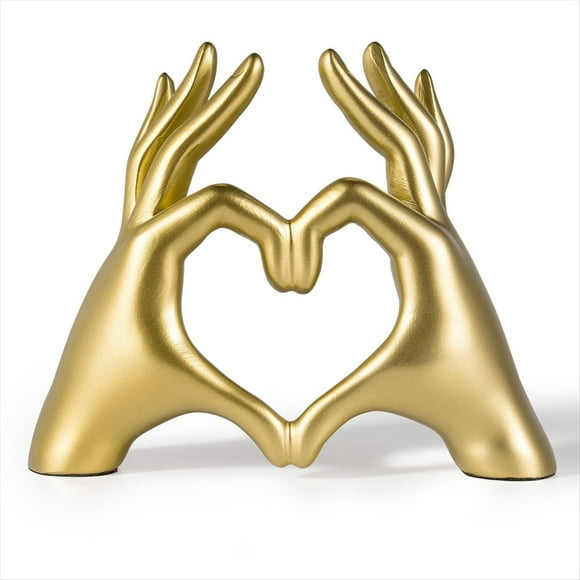 Escultura de Manos de Corazón Dorado, Decoración de Pared Dorada para Sala de Estar, Estatua Decorativa de Mesa, Accesorio de Dormitorio, Regalo para Adolescentes y Novias.