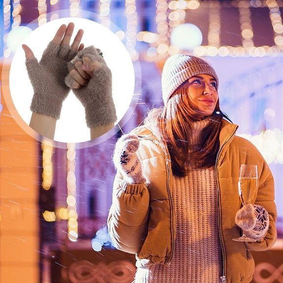LEORX 1 Pair of Women's Gloves with Character Flap- for Cold Days