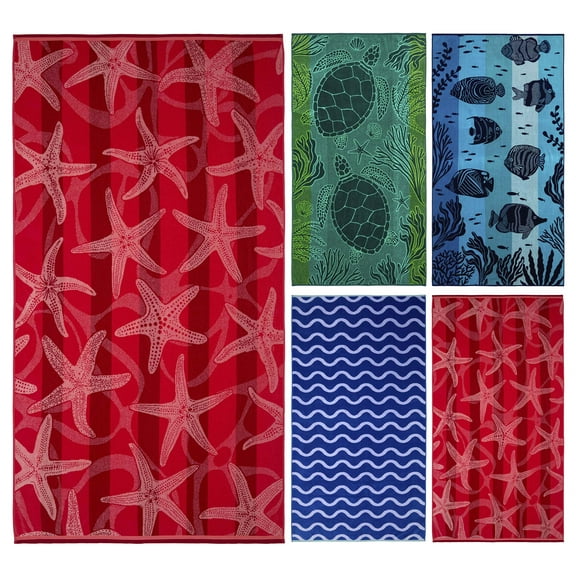 Ozdilek Starfish Bliss 40x72 Turkish Cotton Beach Towel – 500 GSM 100% Cotton, Luxury Quick Dry, Extra Large, Soft Beach Towel , Absorbent, Fade-Resistant, Poolside, Spa, Oversized (Starfish Bliss)