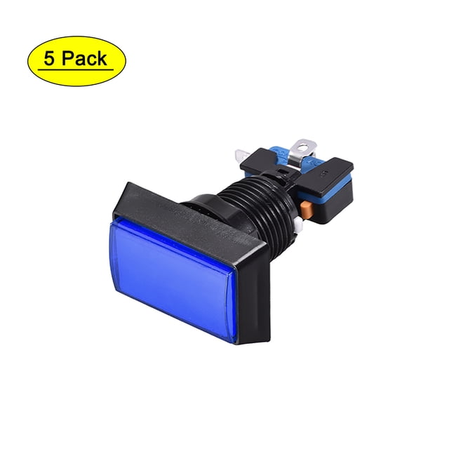 Botón de empuje para juegos 49x33 Rectángulo 12V Interruptor de botón iluminado LED con microswitch para arcade video azul 5 piezas