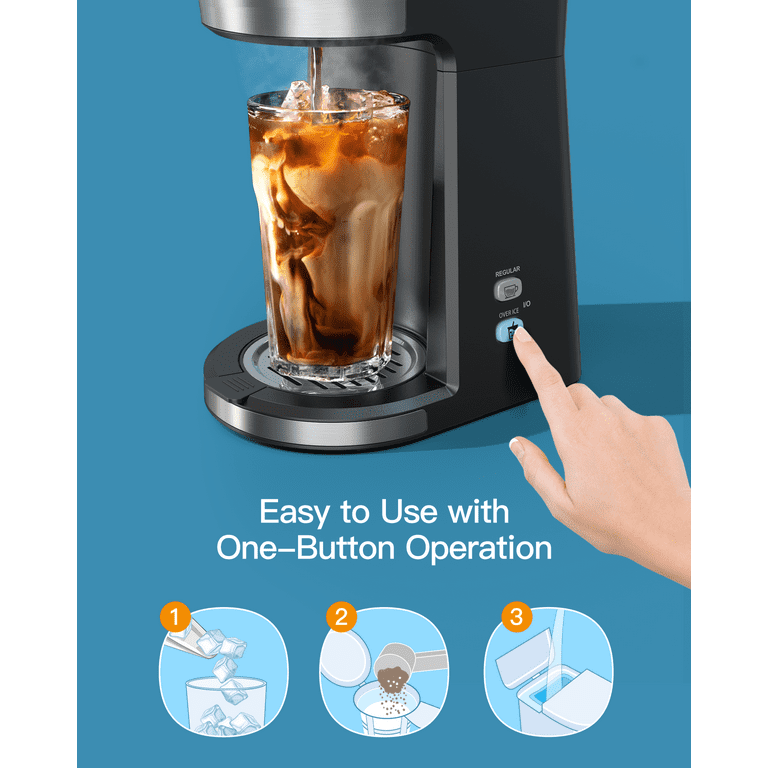 Sboly Iced and Hot Coffee Maker, Single Serve for K-Cup and Ground
