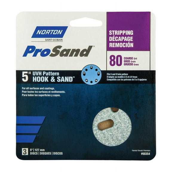 Norton 07660768354 ProSand Universal Vacuum Sanding Disc, Grit 80, 5"