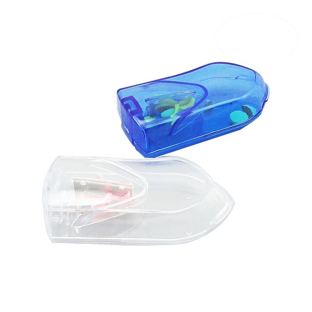 FRCOLOR Pill Cutter 2 Pcs Tablet Cutter Pill Cutter Splitter for Small Pills or Large Pills with Pill Box Case (Blue and White),3.35"X1.57"X0.71"