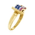 thumbnail image 3 of Ross-Simons 0.20 ct. t.w. Ruby and .10 ct. t.w. Sapphire Flag Ring With Diamond Accents in 18kt Gold Over Sterling, Women's, Adult, 3 of 6