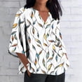 thumbnail image 1 of Xuyuer Women's 3/4 Length Sleeve Tops V Neck Casual Vacation Loose Fit S-5XL Ruffle Cuffs Shirts Dressy Flowy Tunic Tops Hawaiian Shirts Summer Floral Printed Shirt Casual Soft Tunic Tops, 1 of 5