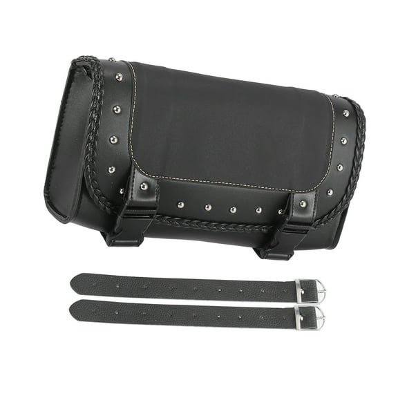 Unique Bargains Motorcycle Tool Bag Handlebar Pouch Bags Bag Faux Leather Black