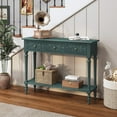 thumbnail image 5 of 3More Entryway Console Table with 3 Drawers,42" Carved Hallway Table with Open Shelf,Long Sofa Table for Living Room, Hallway, Behind Couch,Green, 5 of 16