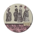 thumbnail image 1 of Victorian Mouse Pad for Computers, Ladies Clothes Fashion History Dress Handbag Feather Gloves Floral Design Print, Round Non-Slip Thick Rubber Modern Mousepad, 8" Round, Grey Rose, by Ambesonne, 1 of 2