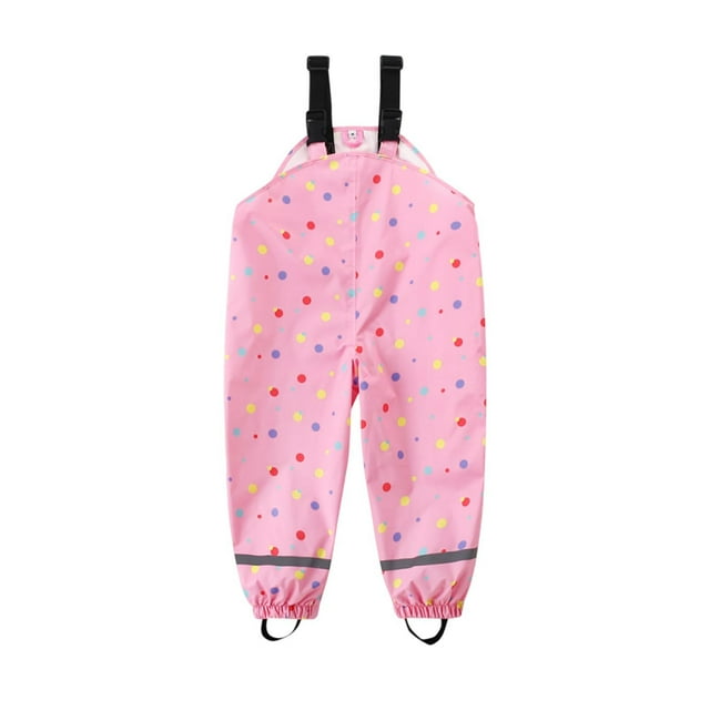 Pantalons de Pluie pour Enfants, Polyester Imperméable avec Poignets Réfléchissants et Sangles Réglables, Taille Plate, Utilisation Toutes Saisons, Rose P