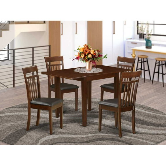 East West Furniture Dining Room Set Mahogany, NDCA5-MAH-LC