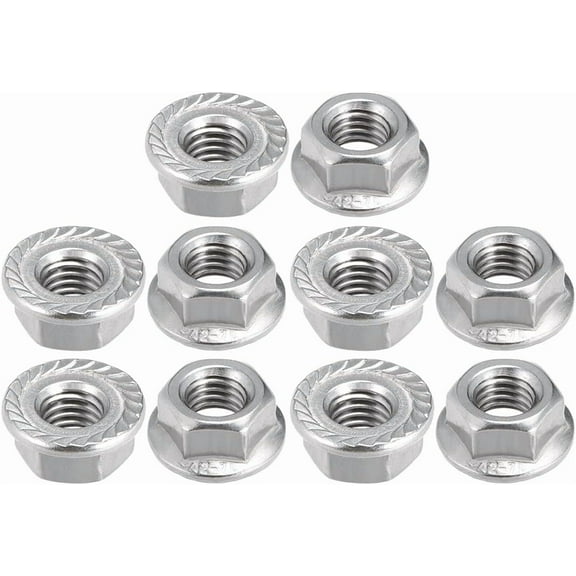 10-Pack M8 Serrated Flange Hex Lock Nuts, 201 Stainless Steel