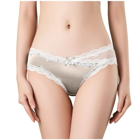 Iyufng Plus Size Panties for Women Women s Panties on Clearance Women s Sexy Lace Mid Low Waist Silk Love Mesh Pants Briefs Womens Panties Summer Savings Deals