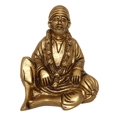 thumbnail image 2 of Assise Sai Baba Idole Laiton Doré Décoratif Fait Main, 2 of 5