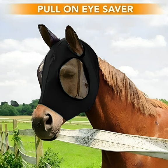 GASTROPOD Fly Masks For Horses, Equine Mesh Mask, Fly Mask With Ears, Horse Fly Mask With Nose Cover, Black