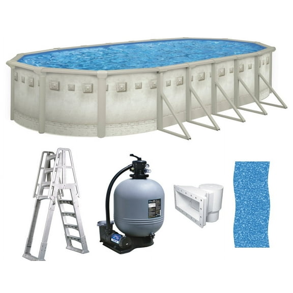 Brazil Above Ground Swimming Pool Premium Package, 12'x24'x52" Oval