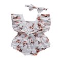 thumbnail image 2 of Infant Baby Girls Mermaid Romper Bodysuit Headband Clothes 2Pcs Outfit Set, 2 of 7