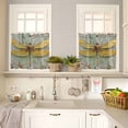 thumbnail image 4 of Modern Oil Painting Kitchen Curtains and Valances Set, Retro Yellow Dragonfly Rod Pocket Window Valance 18 Inch Window Curtain Panels for Living Room Bedroom Laundry, 27.5x36in, 3 Pieces, 4 of 7
