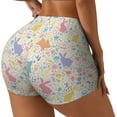 thumbnail image 2 of Kdxio Flower Color Rabbit Print Workout Shorts for Women Seamless Soft Smooth Gym Yoga Scrunch Active Shorts, 2 of 9