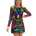 thumbnail image 1 of Palm Springs Robe Rétro Moderne Mi-Siècle Motif Abstrait en Nœud Cœur Robe Évasée Design Mode Grande Taille Robe Ample, 1 of 5