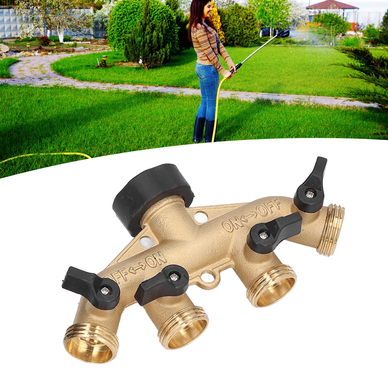 Buy 4 Way Water Pipe Splitter, Hose Faucet Manifold With Ball Valve For
