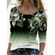 thumbnail image 1 of Camiseta elegante con estampado de flores para mujer, ropa de manga larga, holgada, informal, con cuello redondo, para otoño e invierno, 2023, 1 of 5