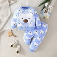 thumbnail image 3 of JTieacloth 2Pcs Boys Pants Set Toddler Boys Winter Outfits 2 Piece Set Cute Bear Print Pullover Hoodie And Pants Warm Lined Casual Play Clothes For Baby Boys,Sizes 18-24 Months(Blue), 3 of 6