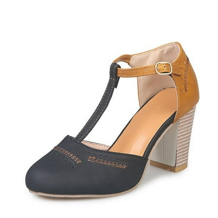 

Dress Heeled Shoes Women s T-Strap Platform Mary Janes Block Heel Sweet Pumps Dress Party Wedding Fashion Shoes