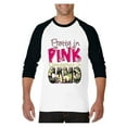 thumbnail image 1 of MmF - Mens Raglan Sleeve Baseball T-Shirts, up to Size 3XL - Pretty in Pink Dangerous in Camo, 1 of 4