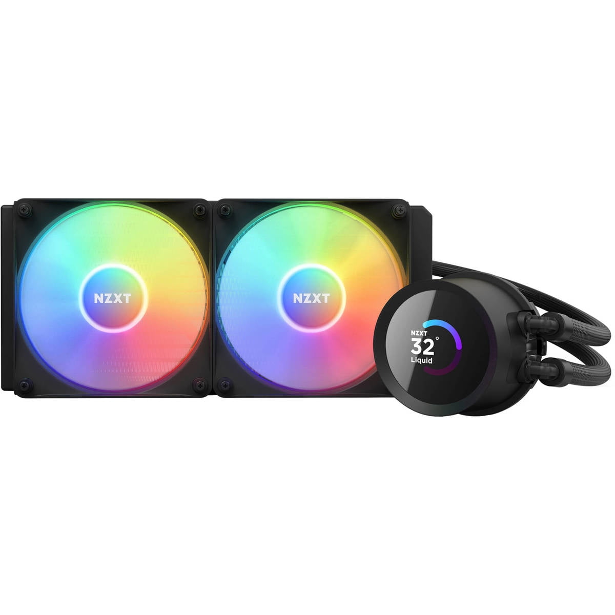 NZXT Kraken RGB 240mm - RL-KR240-B1 - AIO RGB CPU Liquid Cooler - LCD Display - 2 x F120RGB Core Fans Radiator Fans Black LGA 1700 / AM5 Compatible
