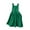 Green, variant on Back Button Suspender Dress for Girls, Pocketed Denim-Style Linen Blend Sundress for Spring and Summer Daily Wear