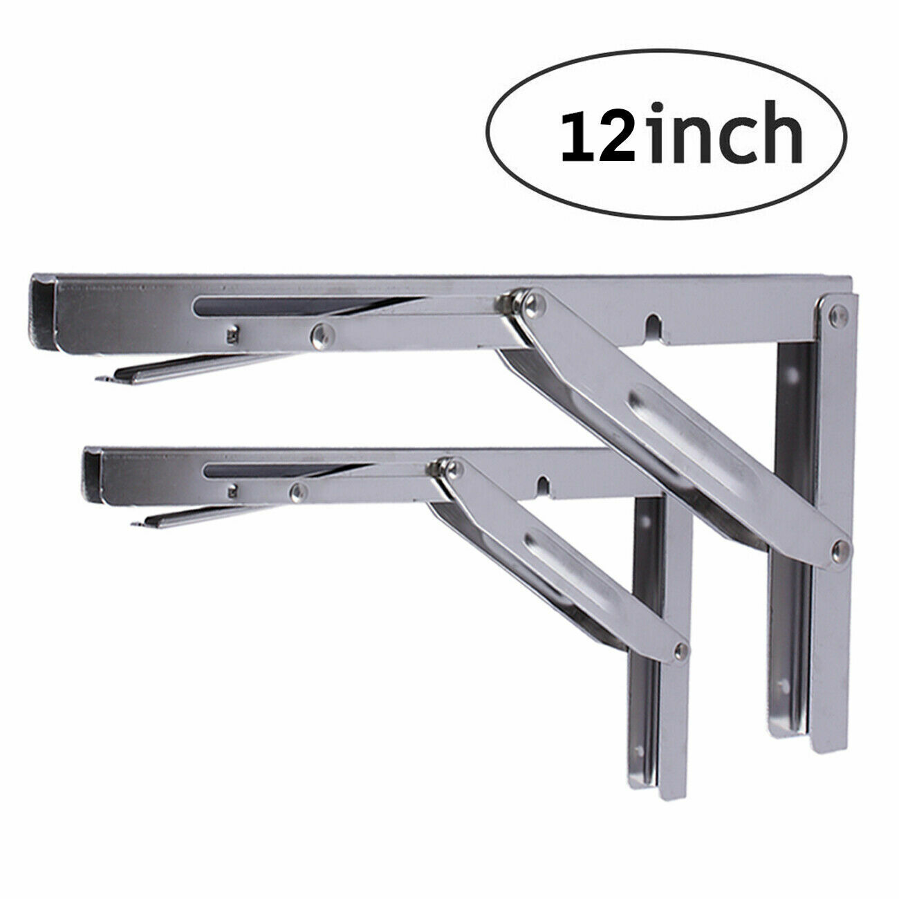 Set of 2 Stainless Steel Folding Shelf Bench Table Bracket 250kg Load