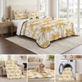 thumbnail image 6 of Quilts Full Size Bedding Set, Yellow Orange Palm Tree Lightweight Quilted Comforter, Summer Tropical Tree Coastal Beach Soft Reversible Bedspread Coverlet with Pillow Covers for All Season, 78" x 90", 6 of 9
