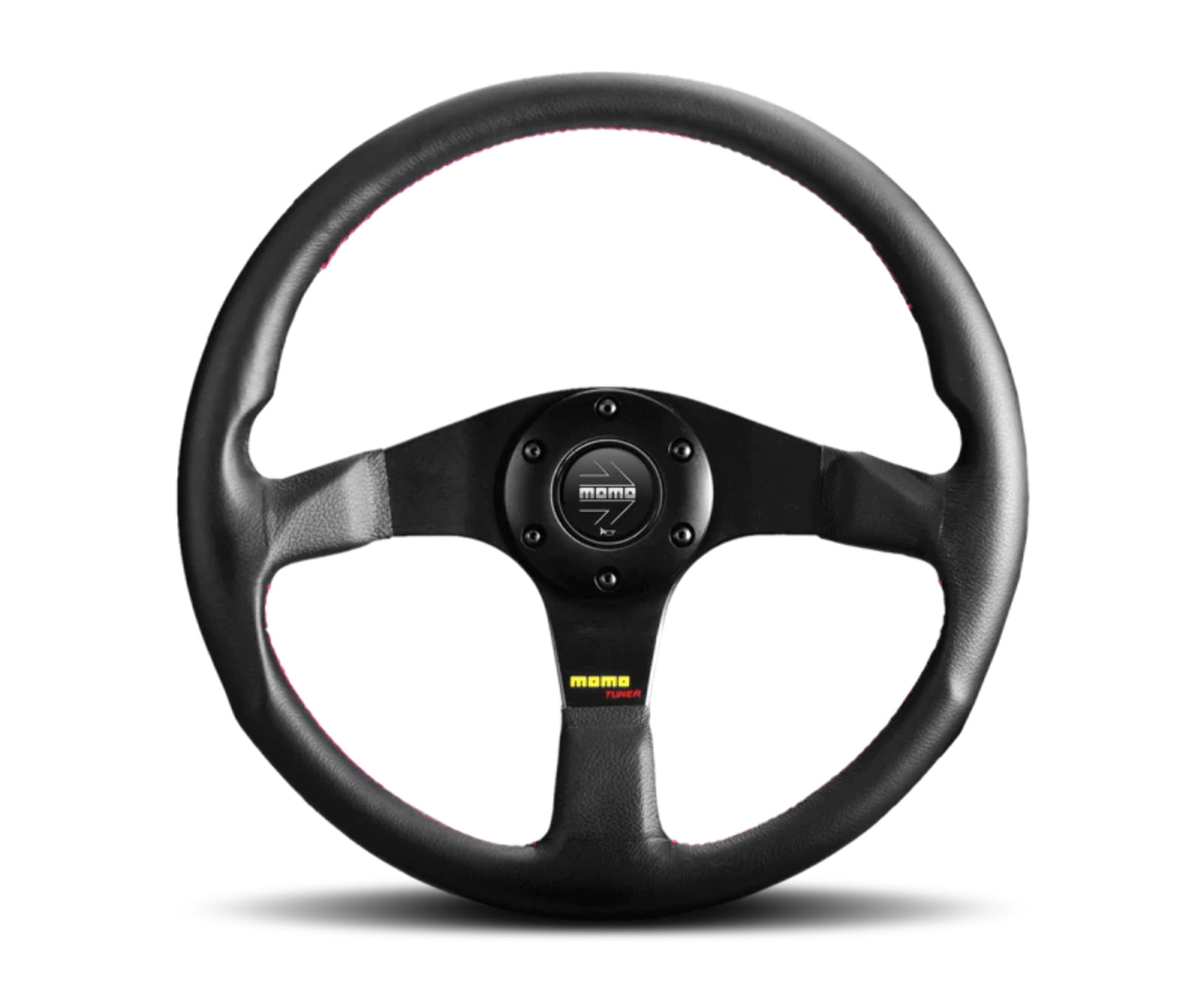 Momo Tuner Steering Wheel 350 mm - Black Leather/Red Stitch/Black