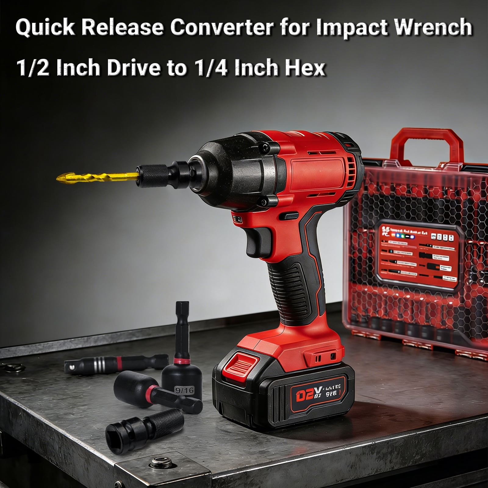 Goobetter 57PCS Magnetic Impact Nut Driver Set for Impact Drill, Magnetic Nut Driver Set Metric & SAE with Deep Nut Drivers, Socket Adapters, Wing Nut Driver, Power Bits, Quick Release Extension